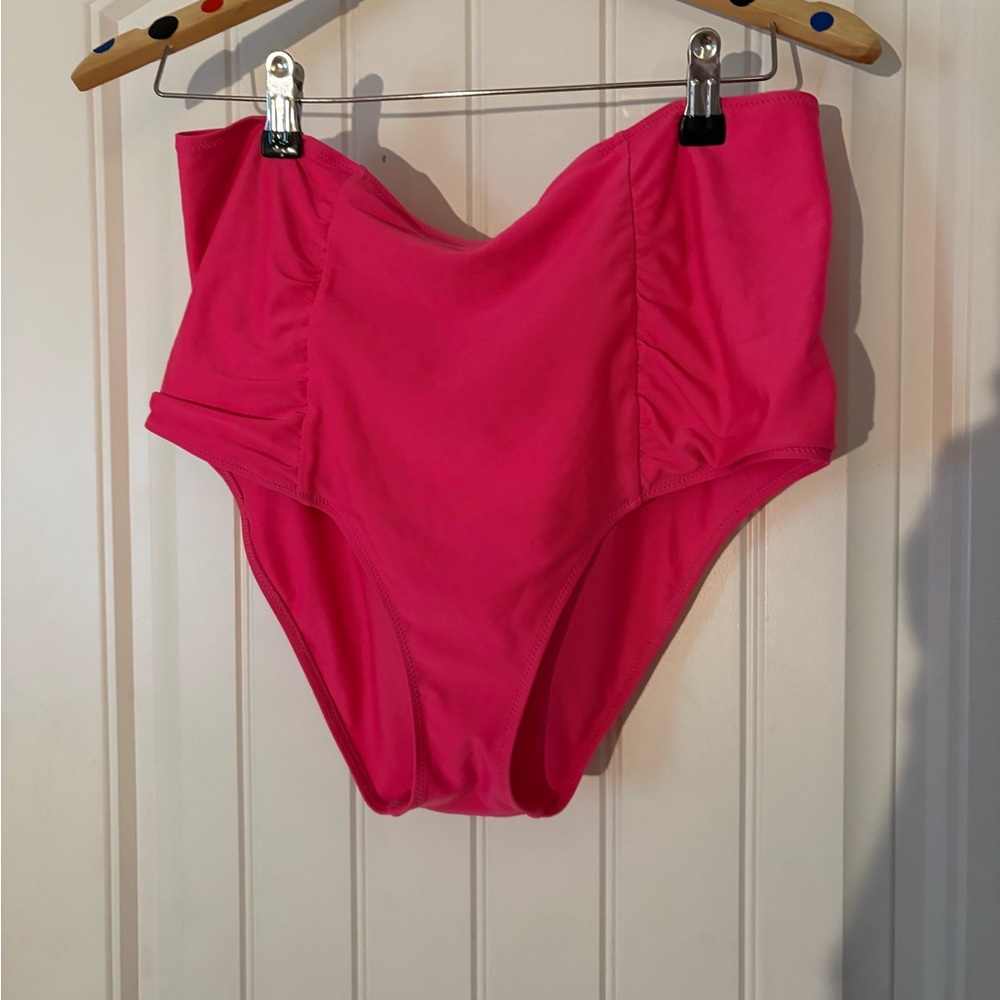 Vibrant Pink High-Waisted Bikini Bottom